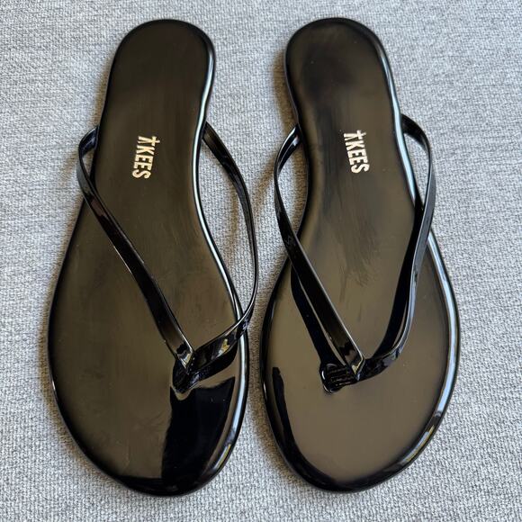 TKEES Glosses Flip Flop Black Classic Beach Vacation Minimalist Women's 8 - Picture 2 of 9